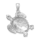 14k White Gold Sea Turtle Pendant, Detailed Ocean Animal Charm for Nature Lovers