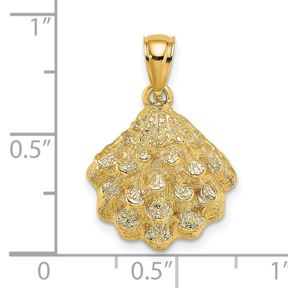14k Yellow Gold Scallop Shell Pendant, Camino de Santiago Spiritual Journey Symbol for Men or Women