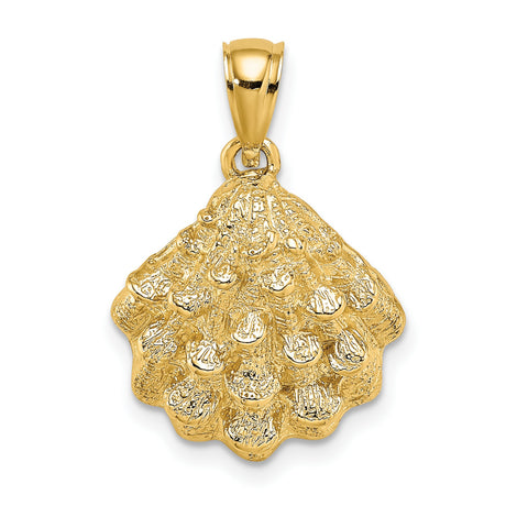 14k Yellow Gold Scallop Shell Pendant, Camino de Santiago Spiritual Journey Symbol for Men or Women