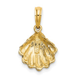 14k Yellow Gold Scallop Shell Pendant, Camino de Santiago Travel and Faith Charm for Women