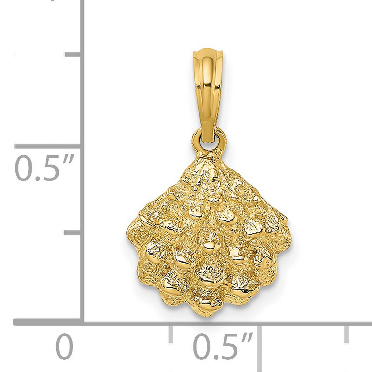 14k Yellow Gold Scallop Shell Pendant, Camino de Santiago Travel and Faith Charm for Women