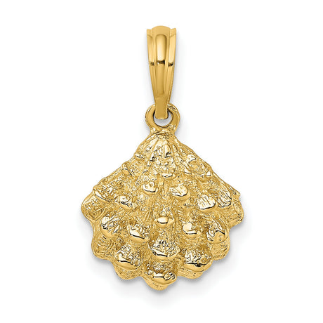 14k Yellow Gold Scallop Shell Pendant, Camino de Santiago Travel and Faith Charm for Women