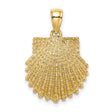 14k Yellow Gold Pendant, Scallop Shell with Textured Design, Camino de Santiago Symbol
