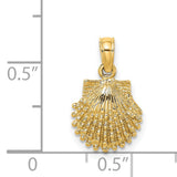 14k Yellow Gold Scallop Shell Pendant with Detailed Camino de Santiago Design