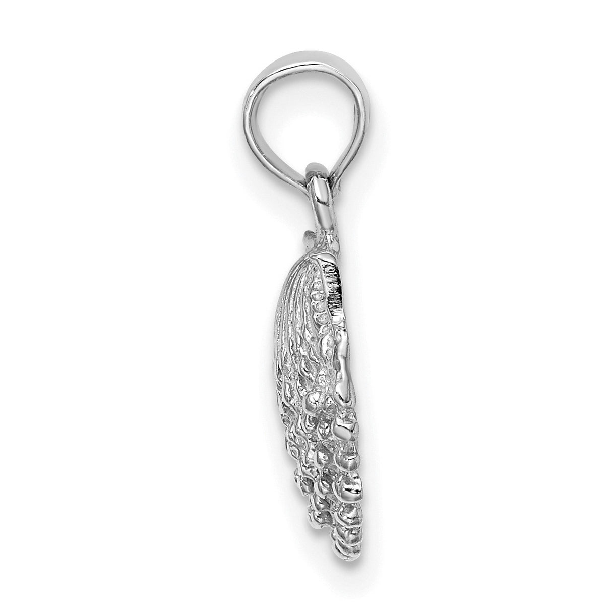14k White Gold Scallop Shell Pendant, Nautical Coastal Charm for Women