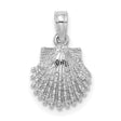 14k White Gold Scallop Shell Pendant, Nautical Coastal Charm for Women