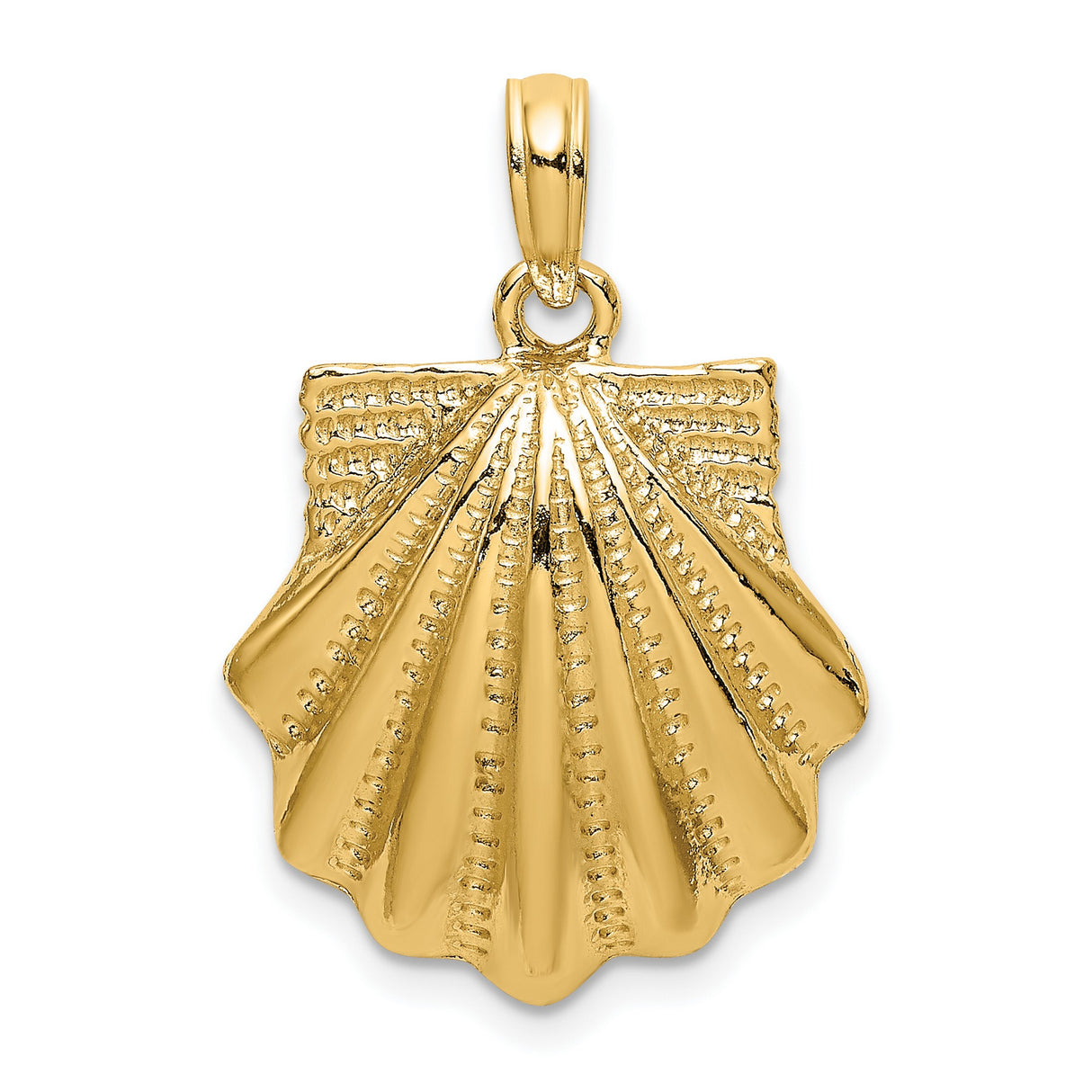 14k Yellow Gold Pendant, Scallop Shell Design, Camino de Santiago Symbol, Christian Theme