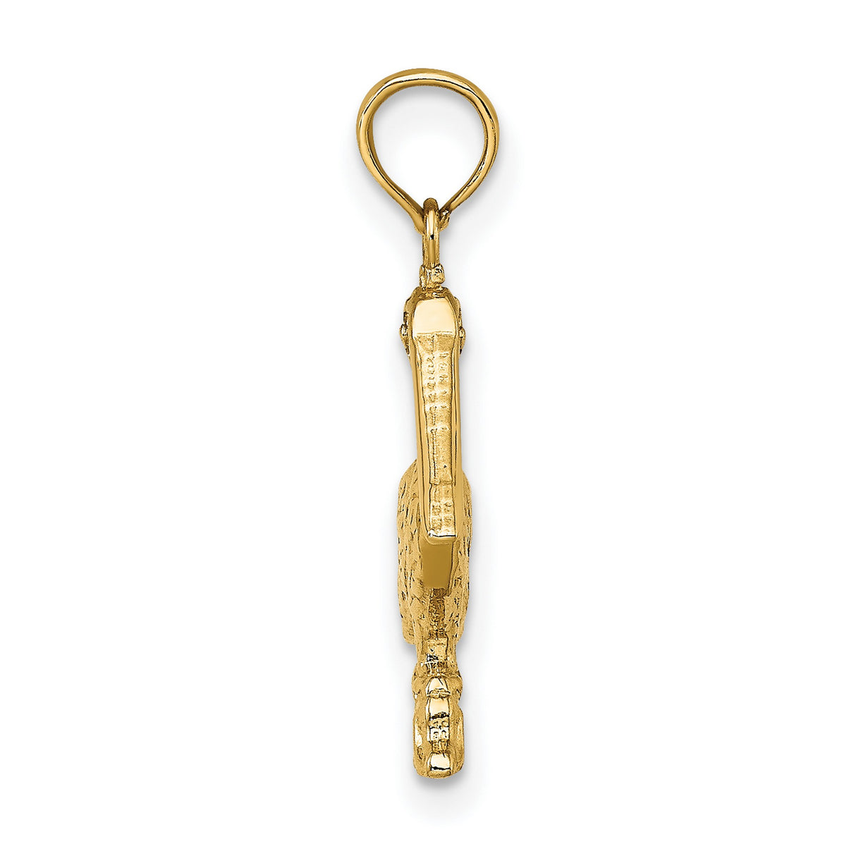 14k Yellow Gold Pelican Pendant, Detailed Bird on Rock Design, Nautical Coastal Charm