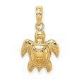 14k Yellow Gold Sea Turtle Pendant, Ocean Animal Design, Symbolic Coastal Charm
