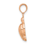 14k Rose Gold Sea Turtle Pendant with Flipper Detail and Shell Design
