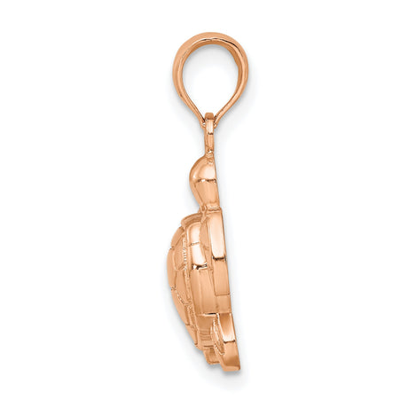 14k Rose Gold Sea Turtle Pendant with Flipper Detail and Shell Design