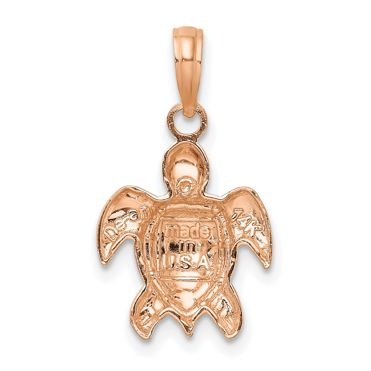 14k Rose Gold Sea Turtle Pendant with Flipper Detail and Shell Design