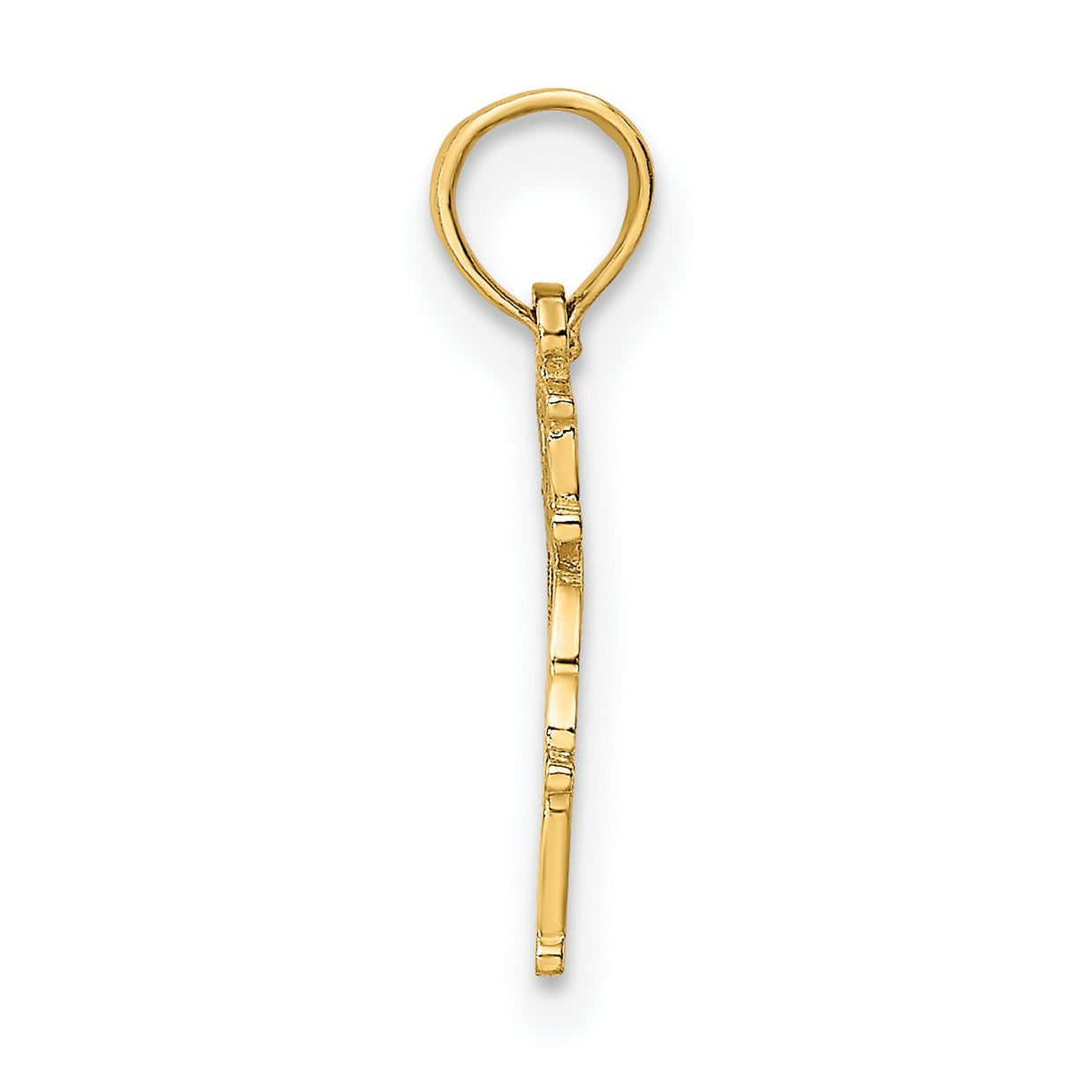14k Yellow Gold Dolphin Pendant with Heart, Ocean-Themed Charm for Women or Unisex