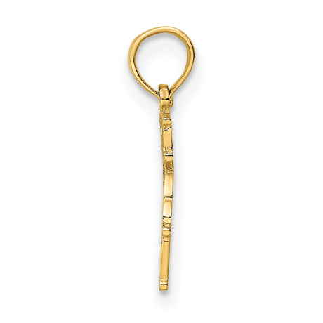 14k Yellow Gold Dolphin Pendant with Heart, Ocean-Themed Charm for Women or Unisex