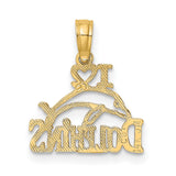 14k Yellow Gold Dolphin Pendant with Heart, Ocean-Themed Charm for Women or Unisex