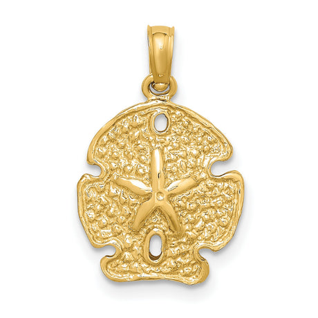 14k Yellow Gold Sand Dollar Pendant, Ocean-Inspired Coastal Charm for Women