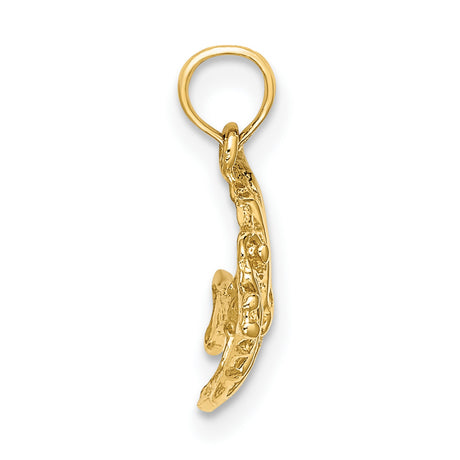14k Yellow Gold Angelfish Pendant, Detailed Marine Life Charm, Ocean Theme Jewelry