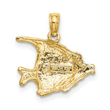 14k Yellow Gold Angelfish Pendant, Detailed Marine Life Charm, Ocean Theme Jewelry