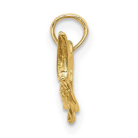 14k Yellow Gold Marlin Fish Pendant, Textured Nautical Charm for Men or Unisex