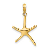 14k Yellow Gold Starfish Pendant, Polished Minimalist Nautical Charm for Women