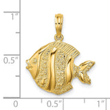 14k Yellow Gold Fish Pendant, Detailed Tropical Marine Life Charm, Nautical Beach Theme