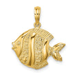 14k Yellow Gold Fish Pendant, Detailed Tropical Marine Life Charm, Nautical Beach Theme