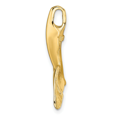 14k Yellow Gold Whale Tail Pendant, Nautical Unisex Jewelry with Ocean Symbolism