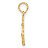 14k Yellow Gold Pendant with Textured Starfish and Coral Design, Ocean Inspired Jewelry
