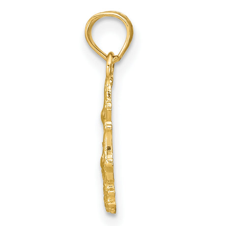 14k Yellow Gold Pendant with Textured Starfish and Coral Design, Ocean Inspired Jewelry