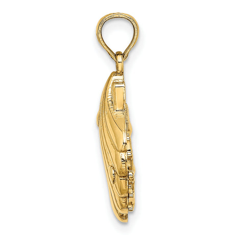 14k Yellow Gold Seashell Pendant with Starfish and Coral Accents, Ocean-Themed Charm