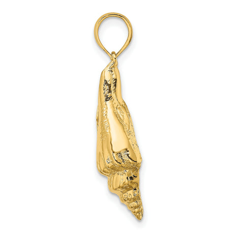 14k Yellow Gold Seashell Pendant with Conch Shell Design, Nautical Beach Charm for Women