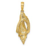 14k Yellow Gold Seashell Pendant with Conch Shell Design, Nautical Beach Charm for Women