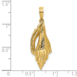 14k Yellow Gold Seashell Pendant with Conch Shell Design, Nautical Beach Charm for Women
