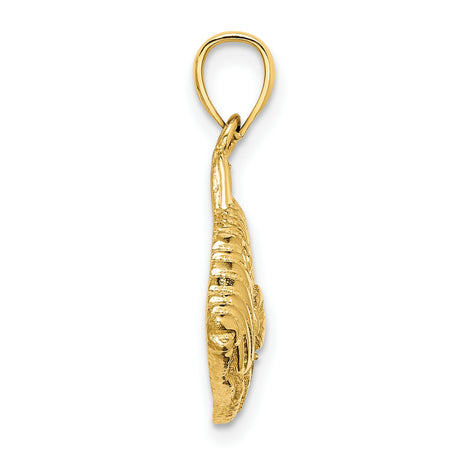 14k Yellow Gold Striped Bass Pendant, Detailed Fish Charm, Nautical Theme for Men and Anglers
