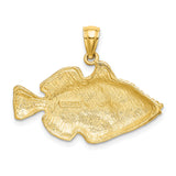 14k Yellow Gold Striped Bass Pendant, Detailed Fish Charm, Nautical Theme for Men and Anglers