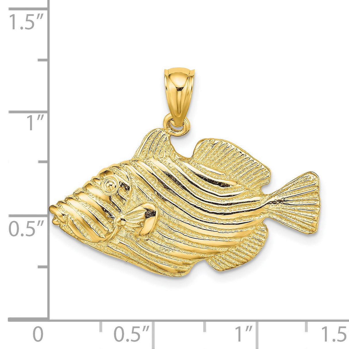 14k Yellow Gold Striped Bass Pendant, Detailed Fish Charm, Nautical Theme for Men and Anglers