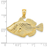 14k Yellow Gold Striped Bass Pendant, Detailed Fish Charm, Nautical Theme for Men and Anglers