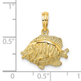 14k Yellow Gold Tropical Fish Pendant, Detailed Ocean Theme Jewelry for Women or Unisex Wear