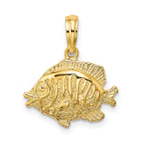 14k Yellow Gold Tropical Fish Pendant, Detailed Ocean Theme Jewelry for Women or Unisex Wear