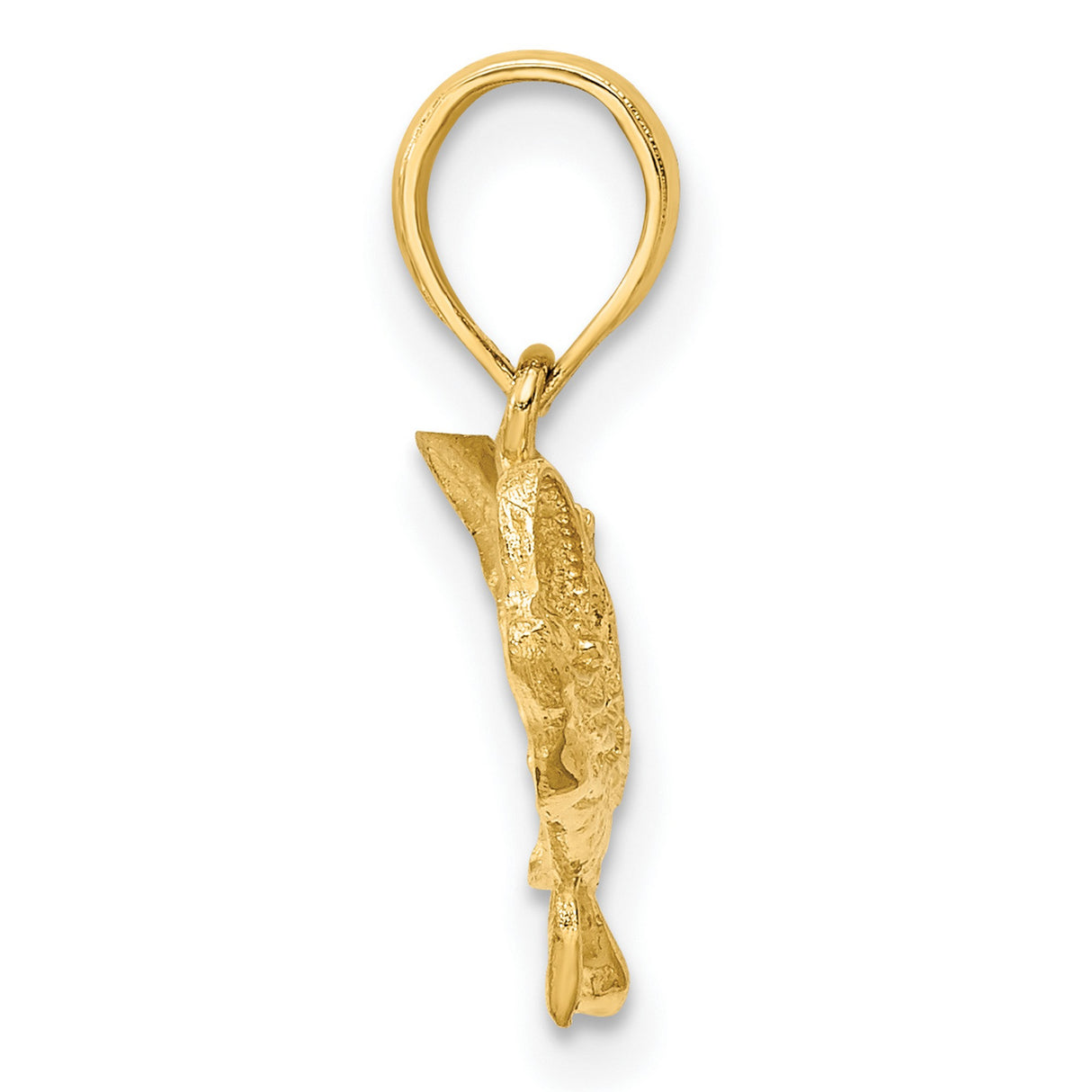 14k Yellow Gold Fish Pendant with Textured Scales and Fin Detail