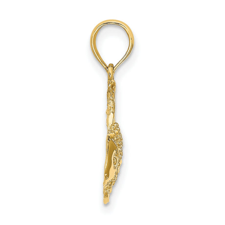 14k Yellow Gold Angelfish Pendant with Textured Detail, Marine Life Theme