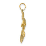 14k Yellow Gold Pendant with Sea Turtle, Starfish, Shells and Coral Reef Ocean Theme