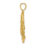 14k Yellow Gold Ocean Pendant with Starfish, Fish, and Seashell Design