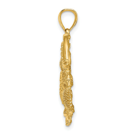14k Yellow Gold Ocean Pendant with Starfish, Fish, and Seashell Design