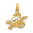 14k Yellow Gold Sea Turtle Pendant, Nautical Marine Life Design for Women or Unisex Wear