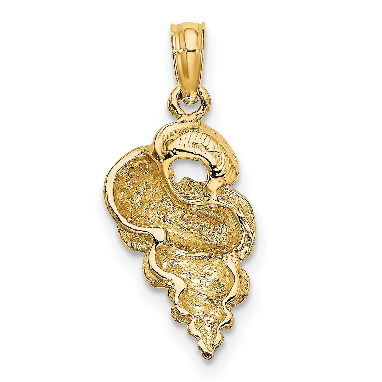 14k Yellow Gold Pendant, Conch Shell Design, Nautical Beach Jewelry Theme for Women