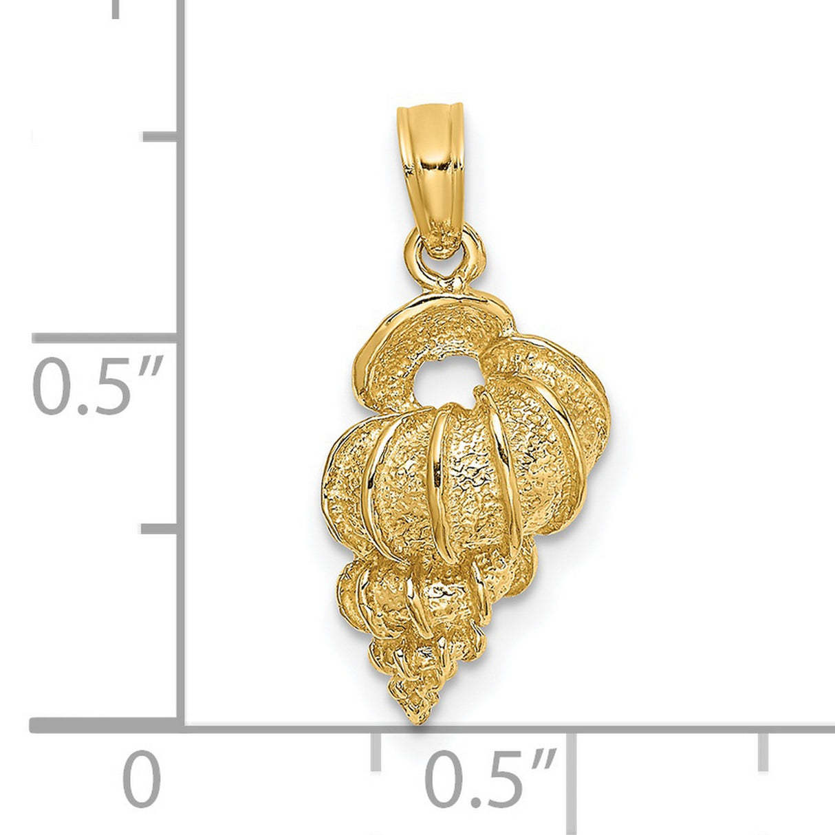 14k Yellow Gold Pendant, Conch Shell Design, Nautical Beach Jewelry Theme for Women