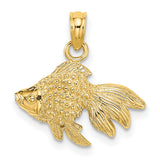 14k Yellow Gold Fish Pendant, Detailed Scales and Fins, Pisces Zodiac Ocean Theme Charm