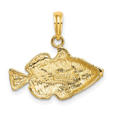 14k Yellow Gold Fish Pendant with Striped Fins, Tropical Ocean Life Charm
