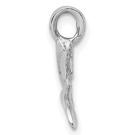 14k White Gold Whale Tail Pendant, Minimalist Nautical Marine Life Jewelry for Women or Unisex